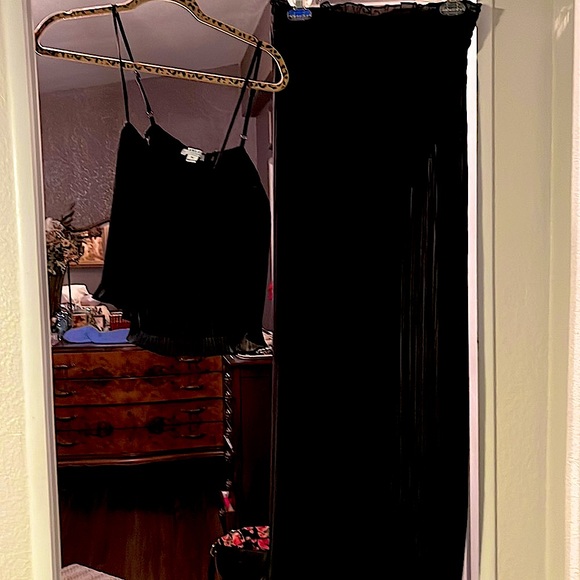 Two-piece crop top high, waisted, beautiful crepe and delicate like new - Picture 1 of 10